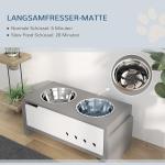 Hundskål Matbar Höj- och Sänkbar med Förvaring Grå av Rostfritt Stål och Plast för Stora Hundar Ergonomisk Foderstation 2 x 2 l