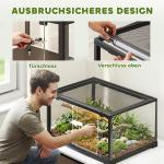 Terrarium 86 Liter Svart Glas och Metall för Reptiler Vivarium med Skjutdörr och Lås Säker Miljö för Ödlor och Insekter 60x45x32 cm