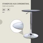 Barbord, Höjdjusterbart, Konstläderfodral, Vintage Design, Svart + Silver