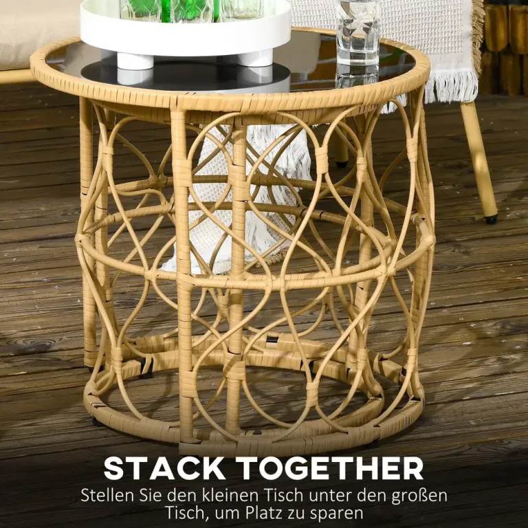 Sidobord Soffbord Khaki av Rotting och Glas Set 2