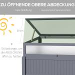 Upphöjd Odlingsbänk med Drivhus, 2-i-1 Planteringslåda med Polykarbonattak, Skyddar Tomater och Grönsaker, Grå, 120 x 54 x 112/122 cm