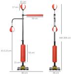 Justerbar Boxningsstation med Speedball, Fristående Boxningssäck med Reflexstång, Komplett Träningsredskap för Hemmafitness, Svart, 140-205 cm