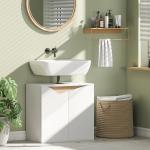 Tvättställsskåp Underskåp Vit MDF för Badrum Soft Close-Dörrar Modern Design Förvaring under Handfat Enkel Montering 60 × 35 × 58 cm