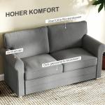 2-sits Kompakt Soffa, Linnelook, Mjuka Sittdynor, Stålram, Mörkgrå