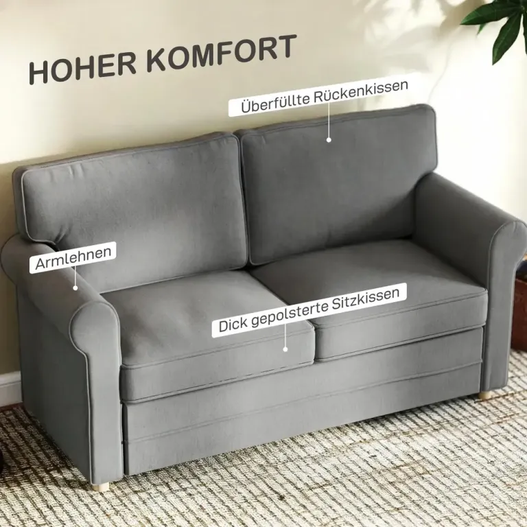 Kompakt Soffa Linnelook Mjuka Sittdynor Stålram 2-Sits