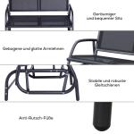Gungstol Trädgårdsbänk Svart Metall för Trädgård och Terrass 2-Sits Parkbänk Väderbeständig och Bekväm 120 X 70 X 88 Cm