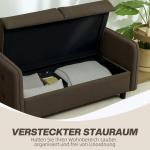 Soffa Loveseat 2-Sits Modern Soffa Brun av Sammetslook för Vardagsrum Stoppad Soffa med Förvaring och Kuddar 136 x 75 x 84 cm