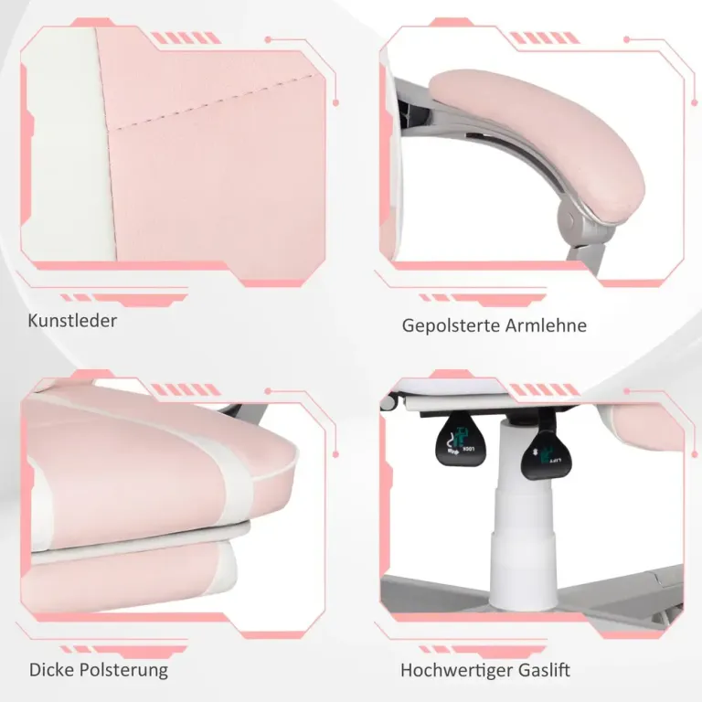 Gamingstol Rosa av Konstläder och Metall