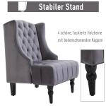 Öronlappsfåtölj Sammet med Knappar Elegant Relaxstol med Träben för Vardagsrum Bekväm Klassisk Design Grå 67 X 70,5 X 97 Cm