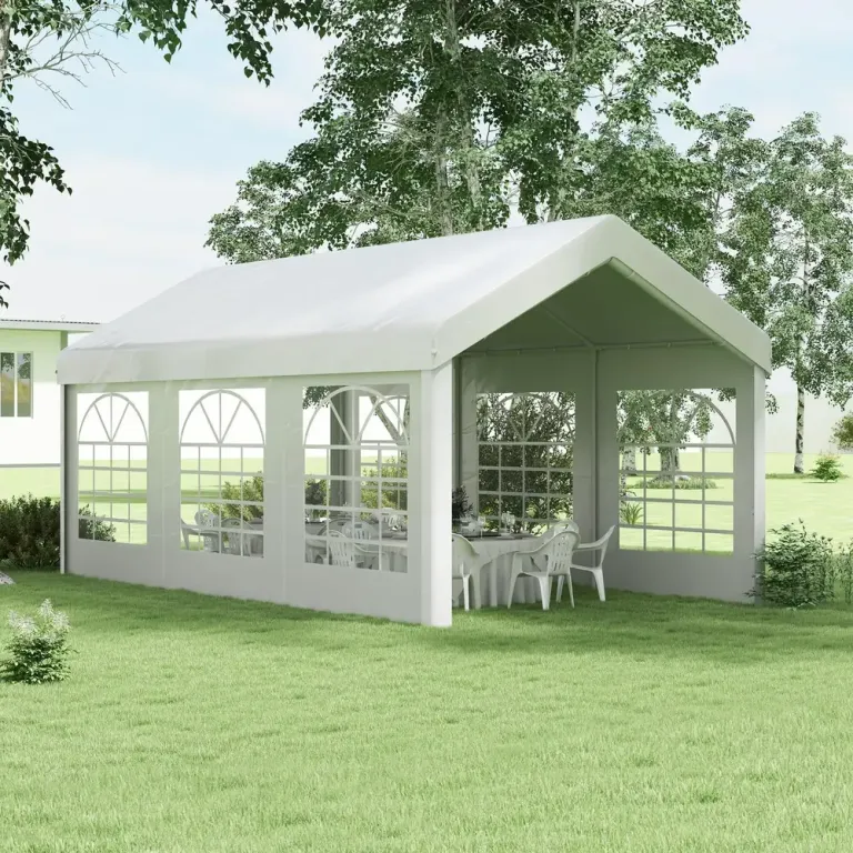 Vattentät Sidovägg för Partytält &Amp; Paviljong, 6x2 m, Vit