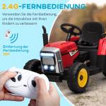 Eltraktor Åkfordon Röd av Plast och Metall för Barn med Släp och Fjärrkontroll MP3 Funktion Strålkastare Hastighet 3-6 km/h