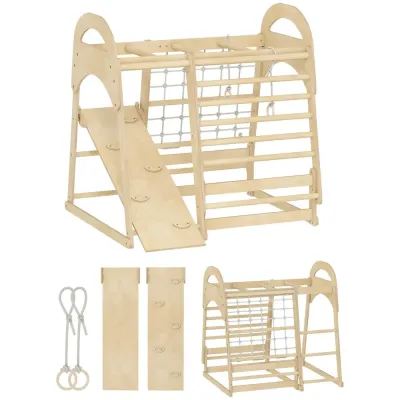 Klätterställning Inomhus Naturfärgad Trä för Barn 3 120 Cm