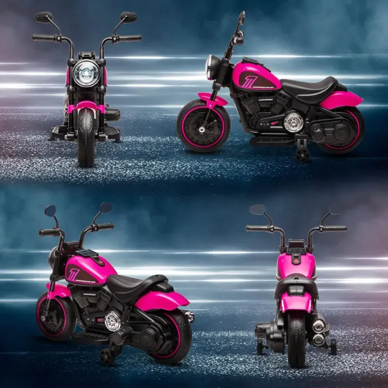 Elmotorcykel Elbil för Barn Rosa av Metall och Plast