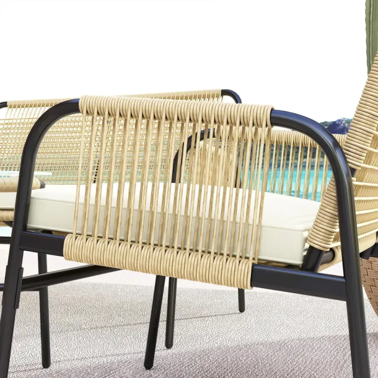Trädgårdsmöbelset Sittgrupp Svart Gul 110 x 65 x 74 cm