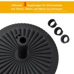 Rund Parasollfot i Cement, Stabilt Paraplystativ för Trädgårdsparasoll, Passar Stångdiameter 35-48 mm, Svart, 49 cm, 14 kg