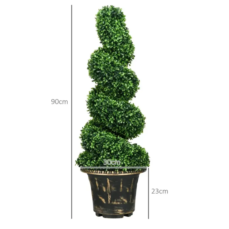 Konstgjorda Buxbomsträd 2-Pack i Kruka 90 cm 30 x 30 x 90 cm