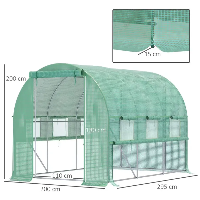 Växthus i Tunnelmodell 6 Fönster 2,95 x 2 x 2 m
