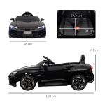 Elektrisk Bil Audi RS e-tron GT för Barn, Licensierad Leksaksbil med Fjärrkontroll, Rolig Körupplevelse med Musik, Svart, 3-5 år