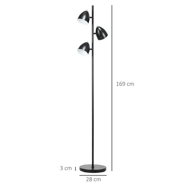 Golvlampa i Industriell Stil 38 x 28 x 169 cm, Svart