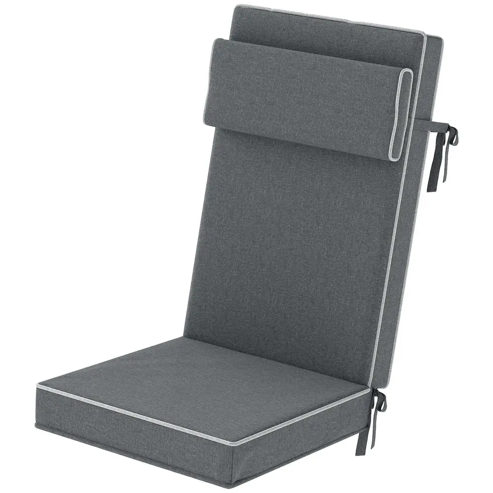 Sittdyna Stolsdyna med Knytband Mörkgrå 120 x 47 x 9,5 Cm