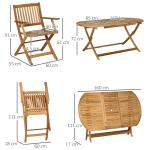 Matgrupp i Massivt Trä 6 Personer, Stor Trädgårdsgrupp med Bord och Stolar, Naturlig Design för Uteplatsen, Natur