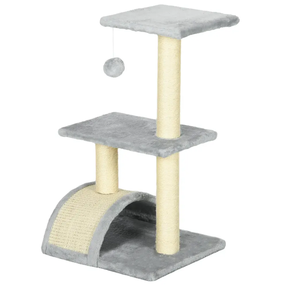 Klösträd med Plyschbollar Sisalstolpar Plattform 72 cm