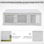Stort Partytält med Fönster, Rymlig Paviljong med 4 Sidoväggar, Perfekt för Trädgårdsfester och Evenemang, Vit, 3 x 6 m