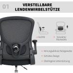 Kontorsstol Hög Svart Tyg och Plast för Hemmakontor och Studio Arbetsstol med Fotring och Ländryggsstöd Ergonomisk Design