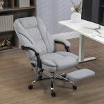 Ergonomisk Kontorsstol med Massagefunktion, Fotstöd, Vridbar och Rullbar, Grå