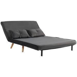 2-sits Bäddsoffa med Justerbart Ryggstöd, Tygklädsel och Metallram, Grå