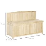 Trädgårdsbänk med Förvaring, 2-Sitsig Bänk i Granträ med Rymlig Låda, Praktisk Sittplats för Utomhusbruk, Natur, 115 x 45 x 75 cm, 250 kg