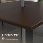 Trädgårdsbord Uteplatsbord Brun av Stål för Trädgård och Terrass Fyrkantigt Bord för 4 Personer med Paraplyhål Robust 100 x 100 x 72 cm
