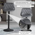 Barstolar 2-pack Prisvärd Mörkgrå Sammet för Kök och Bar med Justerbar Höjd och Fotstöd Ergonomisk Design i Metall Robust Modell