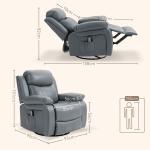 TV-Fåtölj Massagestol Grå av Läderimitation för Vardagsrum Elektrisk med 8 Vibrationshuvuden och Vippfunktion 93 x 90 x 101 cm