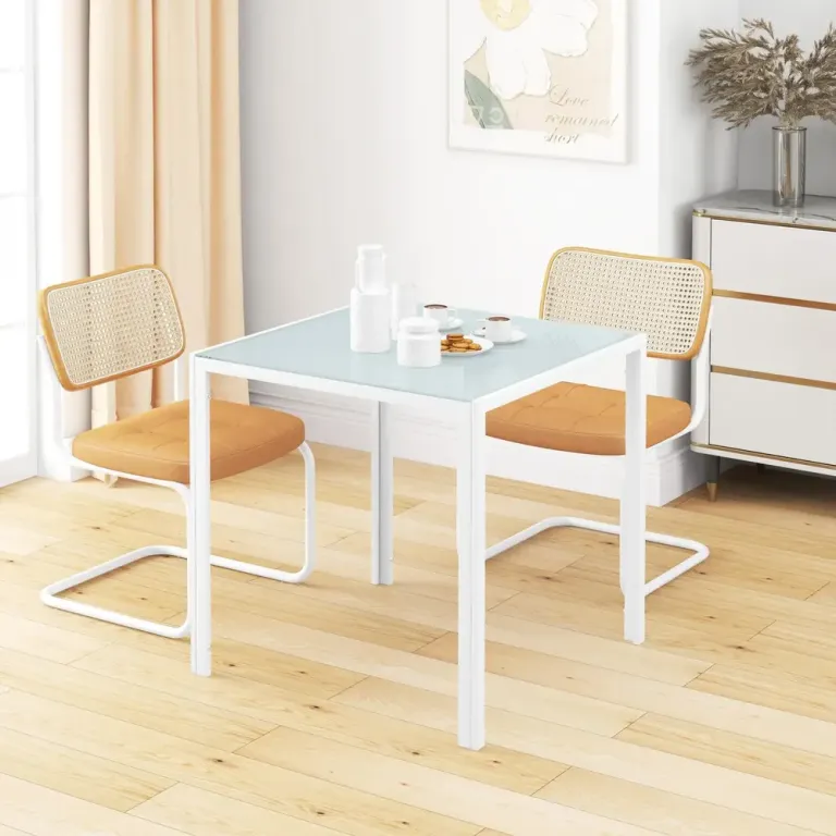 Matbord Vit av Härdat Glas 75 x 75 x 75 cm