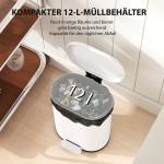 Pedalhink med Mjukstängande Lock Vit Metall för Badrum och Kök Praktisk Soptunna med Urtagbar Innerhink Hygienisk Avfallshantering Stilren 12 l