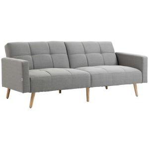 Bäddsoffa med Bäddfunktion och Bekväma Sittkuddar för Vardagsrum Ergonomisk och Prisvärd Grå Linneoptik 205 x 88 cm