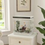Akvarium Fisktank med Filter och LED-Belysning Svart av Glas och Plast för Fiskar Komplett Set med Pump 26 l 38 x 26 x 38 cm