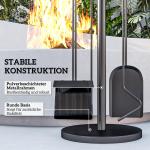 Eldstadsset Kaminverktyg Svart av Metall för Öppen Spis 5 Delar med Spade Kvast Tång Poker och Stativ