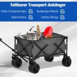 Hopfällbar Trädgårdsvagn med Teleskophandtag, Praktisk Handkärra med 360° Hjul, Smidig Transportvagn för Utflykt, Grå, 20 kg