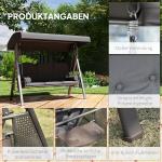 Hollywoodgunga Stabil Mörkgrå för Trädgård och Uteplats med Soltak och Bricka för Tre Personer och Bekväm Sittyta Upp till 360kg
