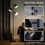 Golvlampa Stålampe i Industriell Stil Svart av Stål för Vardagsrum Lampa med 3 Justerbara Skärmar 38 x 28 x 169 cm