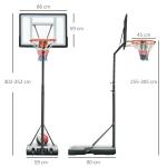 Mobil Basketstativ Basketkorg Höjdjusterbar Stål och Plast för Trädgård och Idrottsplats Svart 90 X 165 X 302-352 Cm