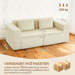Soffa 3 sits Beige Manchester och Trä för Vardagsrum Bekväm Soffa med Breda Armstöd och 2 Kuddar Modern Design Mjuk Stoppning