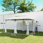 Paviljong med Dubbeltak och 6 Sidoväggar för Trädgård och Terrass Hållbar och Vattenavvisande Krämfärgad Polyester 4 x 3 m
