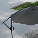 Fribärande Paraply Uteplatsparaply Grå av Polyester och Metall för Trädgård Vev och Korsfot med Ventilerat Tak Ø 293 x 260 cm