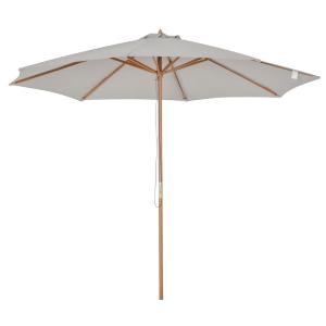 Träparasoll i Bambu-Look, Elegant Trädgårdsparasoll med Vevmekanism, Stabilt Solskydd för Terrass och Balkong, Grå, 300 cm