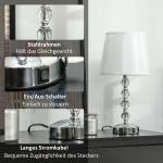 Bordslampa Sänglampa Silver av Glas och Metall för Sovrum USB Uppladdningsbar Kristallampa E27 23 x 23 x 45 cm