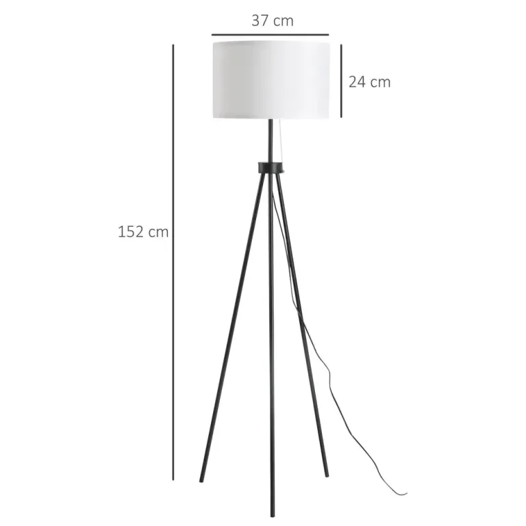 Golvlampa E27 Stål och Polyester Svart 37 x 37 x 152 cm