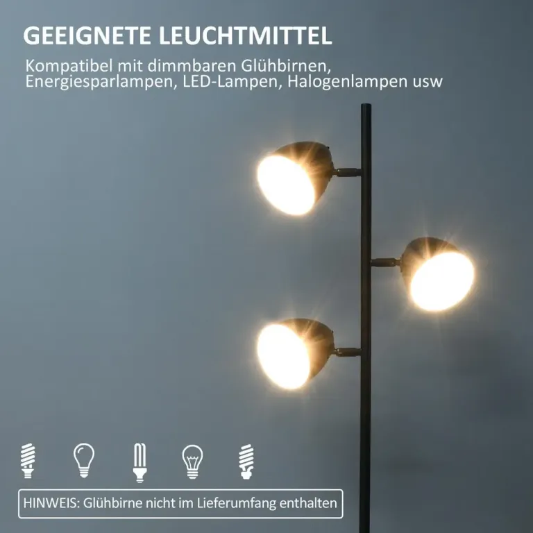 Golvlampa i Industriell Stil 38 x 28 x 169 cm, Svart